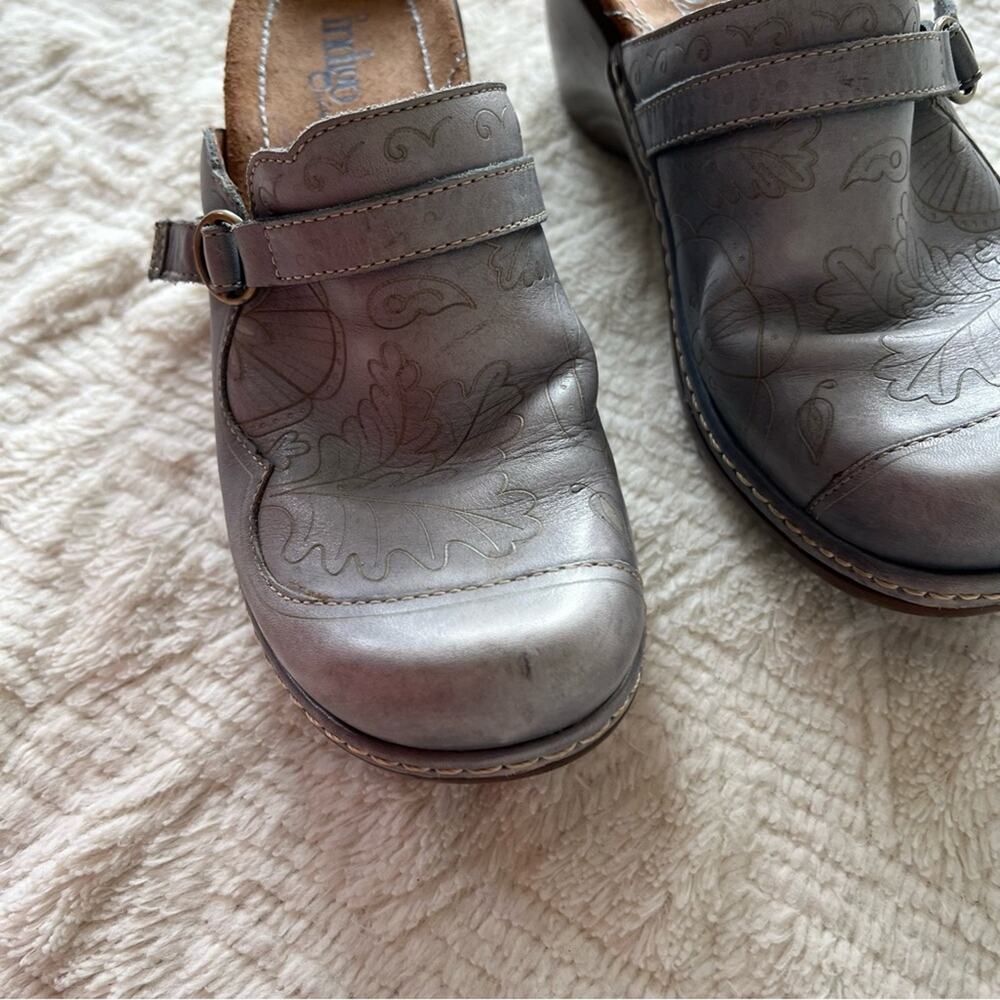 Indigo by Clarks Light Blue Leather Heeled Clogs - Picture 5 of 14